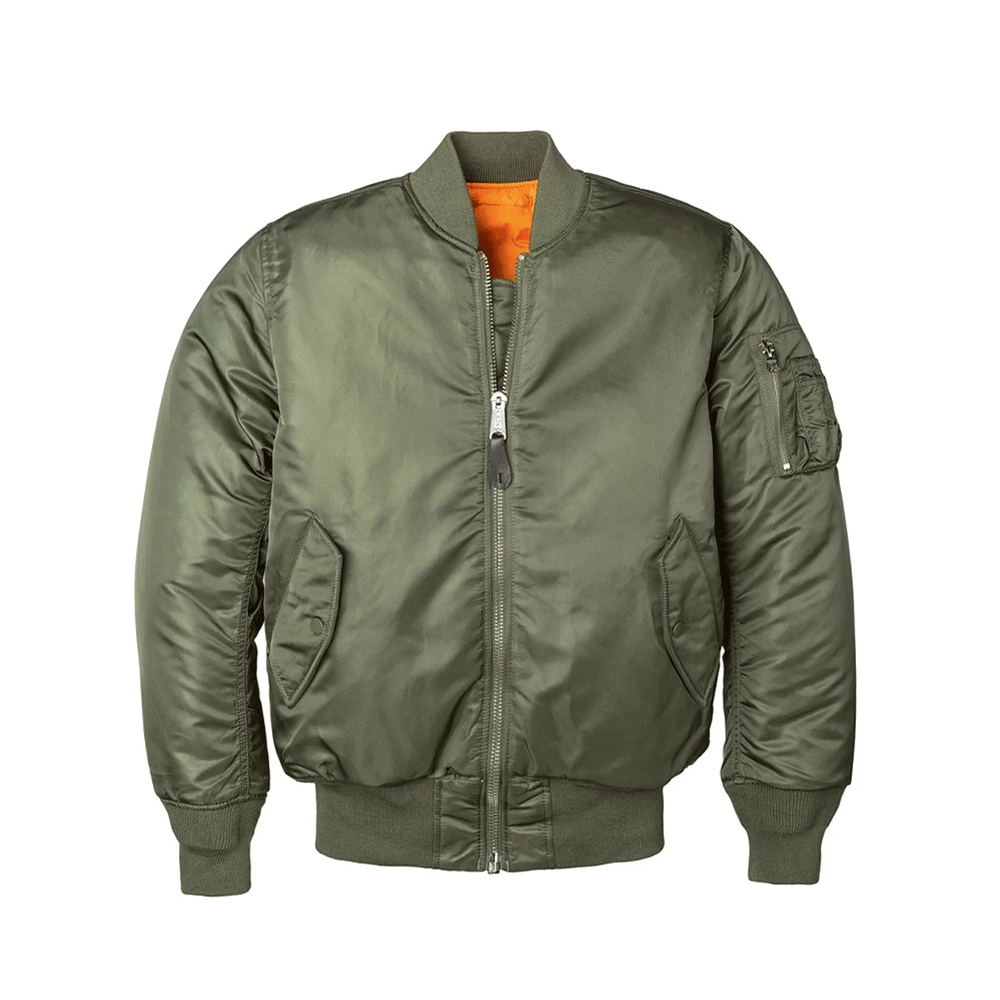 Women's Green MA-1 Nylon Flight Jacket | Newyork Leather Company