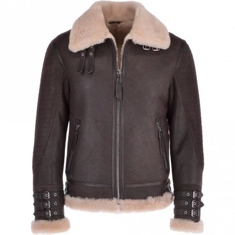 Men’s Luxury Biker Shearling Flying Leather Jacket - New York Leather Company
