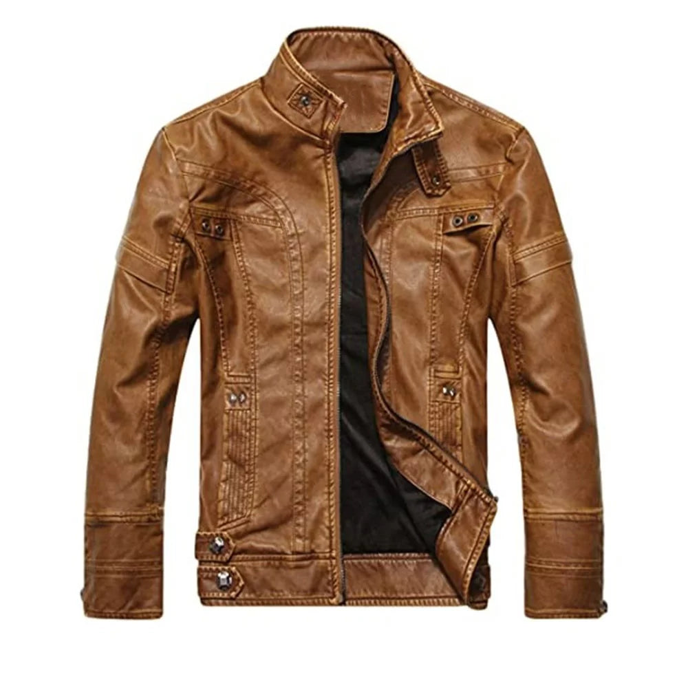 Men's Slim fit Brown Padded Leather Jacket NLC Newyork Leather Company