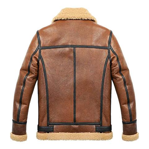Men's Tan Biker Shearling Jacket 