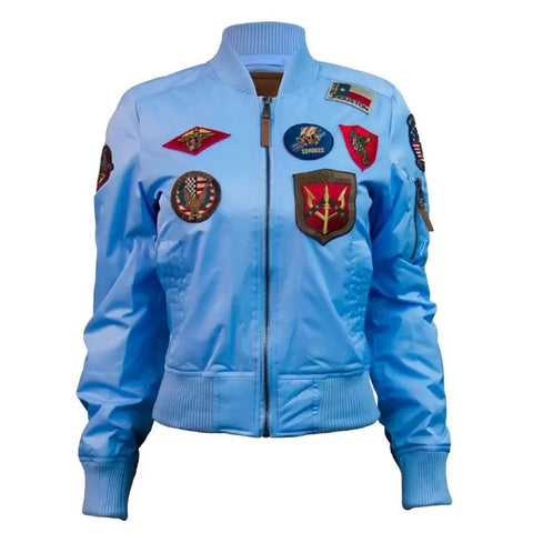 Women's Top Gun Blue Nylon Bomber Jacket