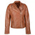 Women's Tan Biker Style Leather Jacket