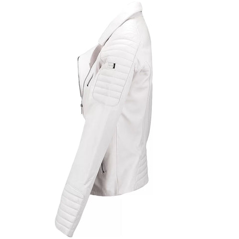 Women's Vegetable Tanned White Leather Jacket
