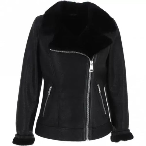 Women's Black Luxury Shearling Jacket