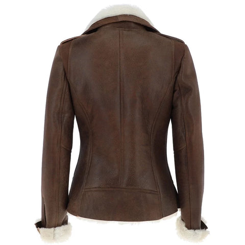 Women's Dark Brown Shearling Leather Jacket