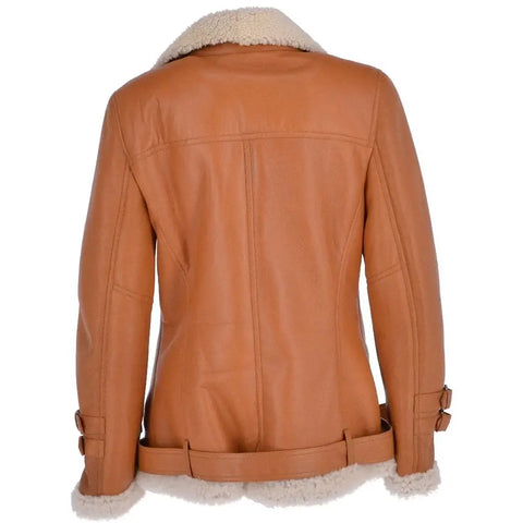 Women's Pilot Side Zip Leather Sheepskin Jacket