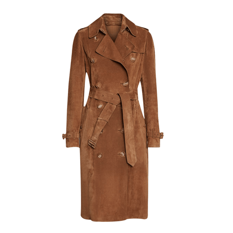 Women's Brown Suede Trench Coat - New York Leather Company