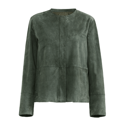 Women's Green Suede Leather Jacket - New York Leather Company