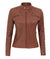 brown womens slim fit leather jacket  53274 zoom