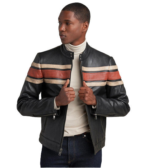 Dale Retro Striped Leather Jacket