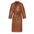 Women's Double Breasted Long Leather Coat