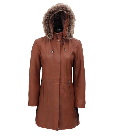 shearling brown leather womens coat  92776 zoom