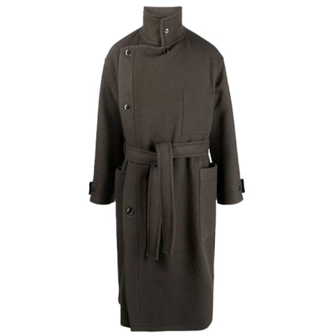 Men's Virgin Wool Belted Coat Front