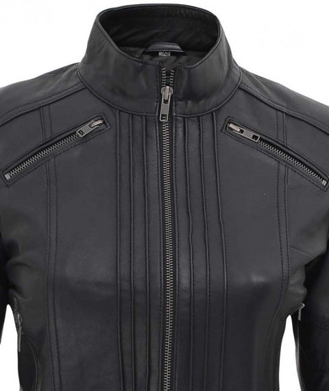 womens leather biker jacket  51231 std