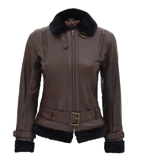 womens leather brown jacket  74236 zoom